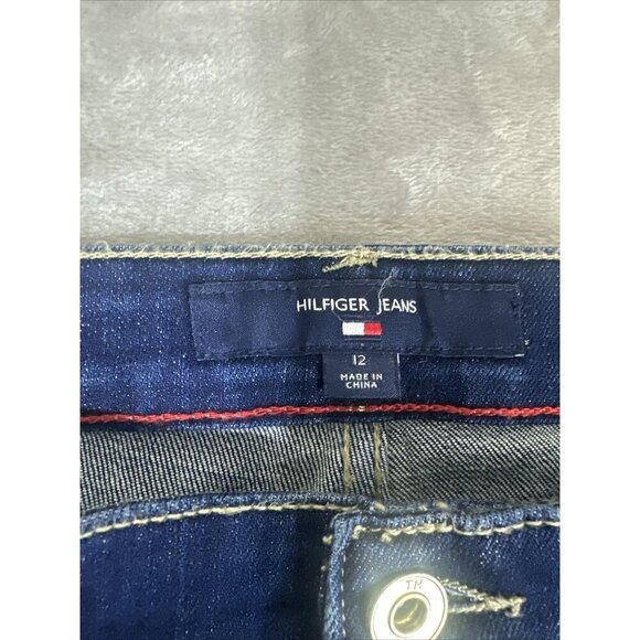 Women’s Tommy Hilfiger Denim Jeans Tribeca Skinny Dark Wash Side Stripes Size 12 - Picture 8 of 15